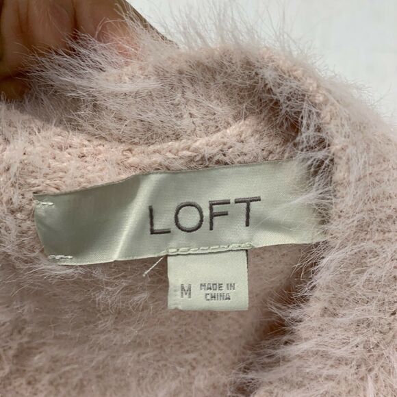 Ann Taylor Loft Fuzzy Sweater Pink Women's Size M Nylon Acrylic Mid Sleeve Top - Picture 6 of 9